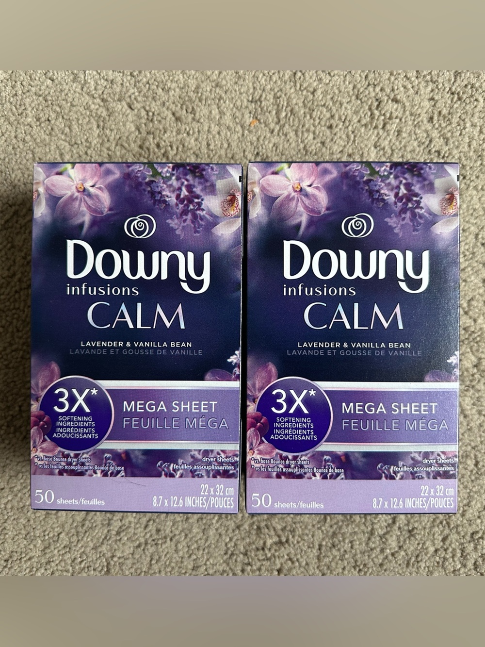 Downy Infusions Calm Lavender & Vanilla Mega Sheets - 2/50ct boxes